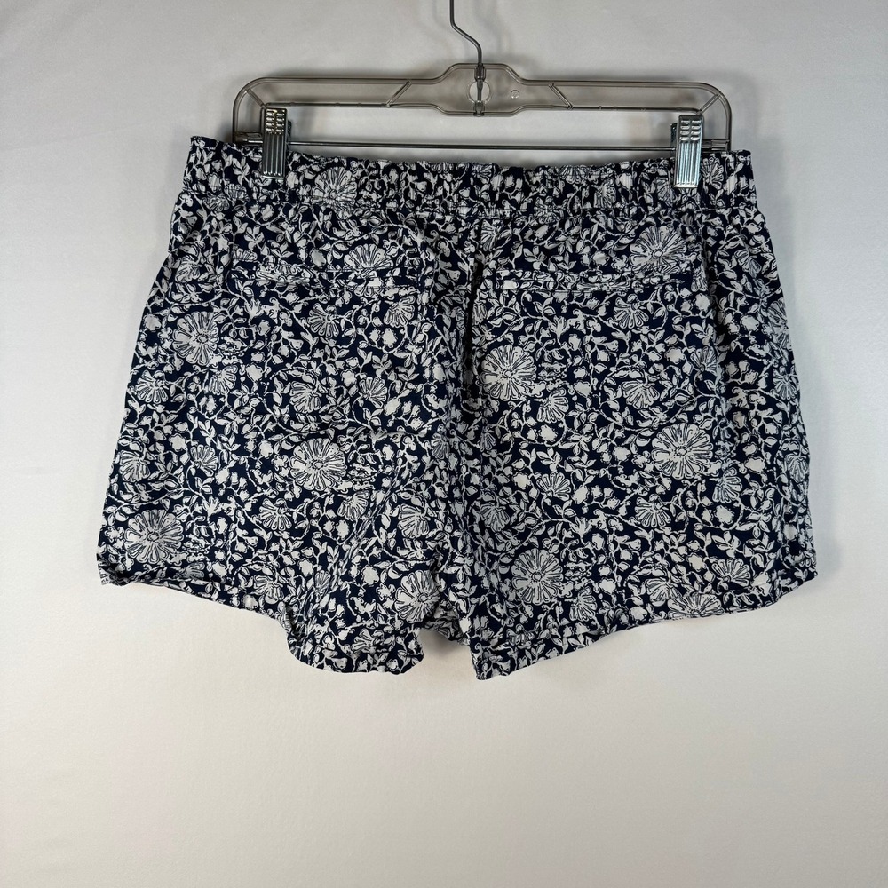 Vineyard Vines Navy Blue White Floral Cotton Elastic Waist Pull On Shorts L - Picture 2 of 7